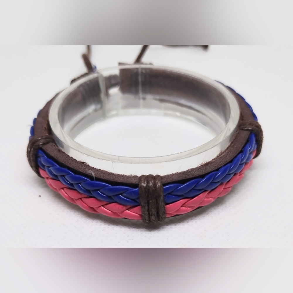 Men's Bracelet Leather Braided Layered Brown New f52